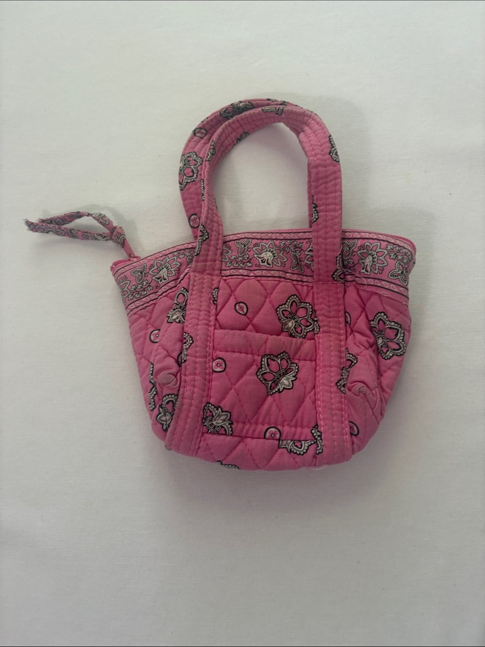 Vera Bradley Quilted Pink Mini Tote with Floral Paisley Pattern